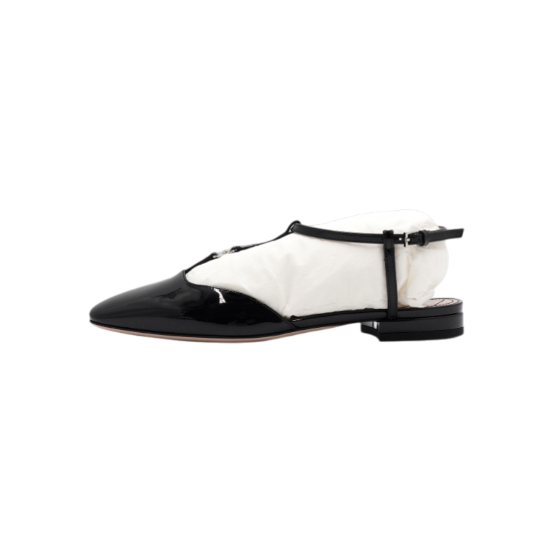 ITK8ELAKMI7U Gucci Silver GG Logo Black Patent Leather Square Toe Flats