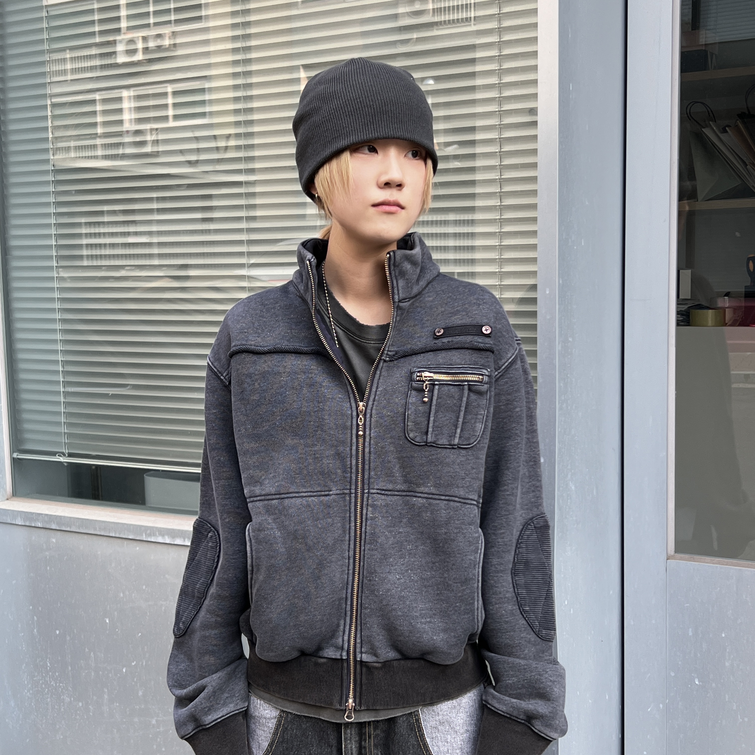 MAINBOOTH Field Combat Jacket NAVY 착용 스타일 - 1