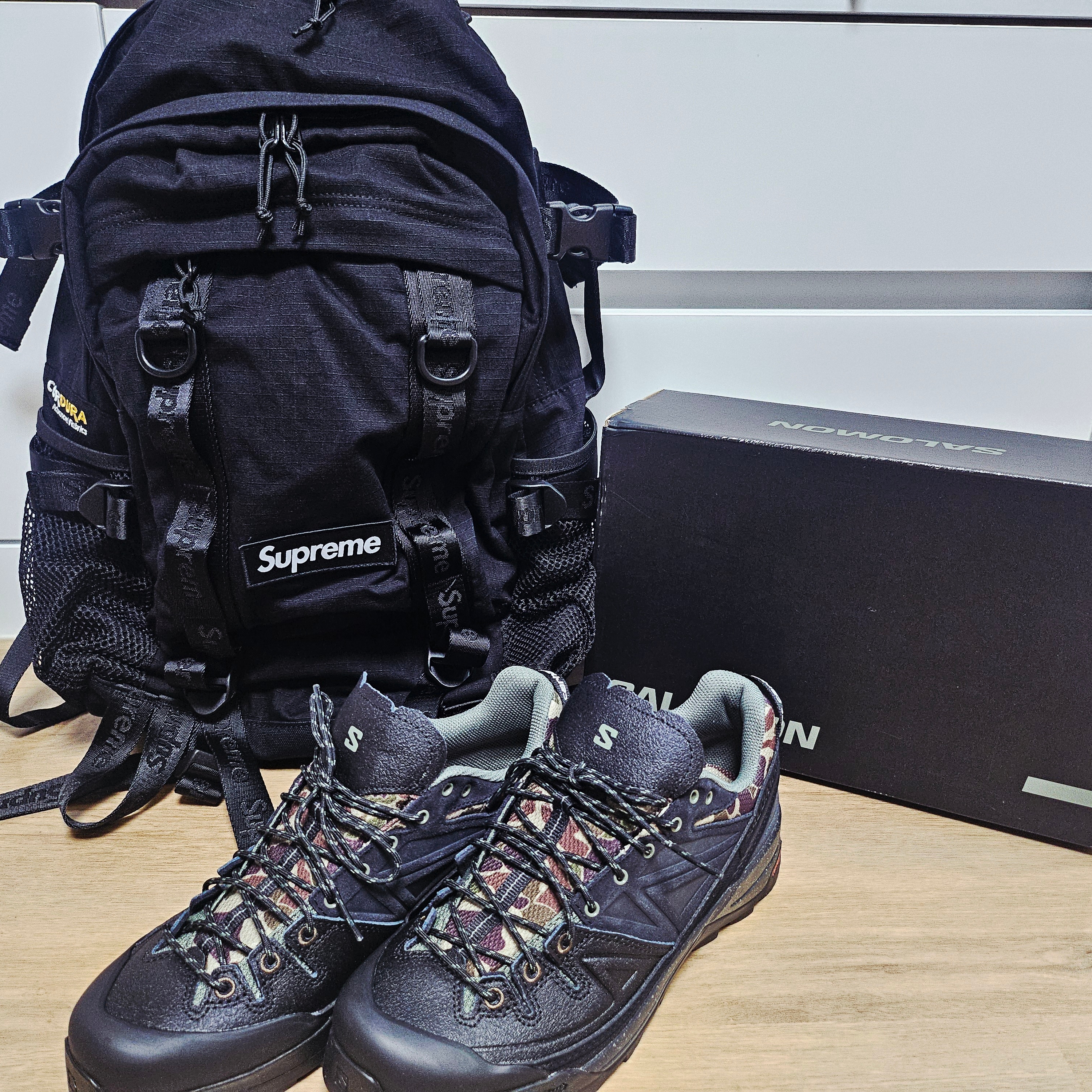 Salomon x Carhartt WIP X-Alp Black, Supreme Backpack Black - 26SS 착용 스타일