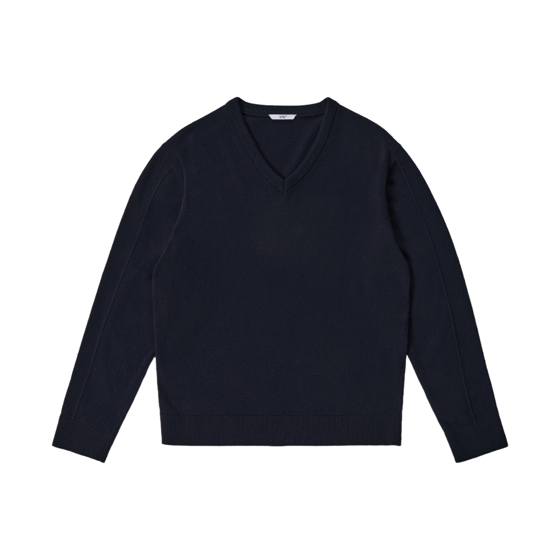 에스티유 핀 턱 브이넥 니트 인 네이비(STU Pin Tuck V-Neck Knit In Navy)