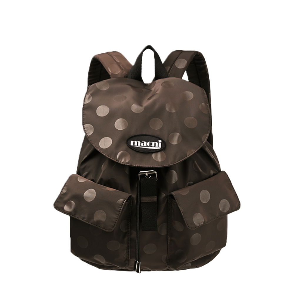 마크니 폴카 도트 플랩 백팩 브라운(MACNI Polka Dot Flap Backpack Brown)