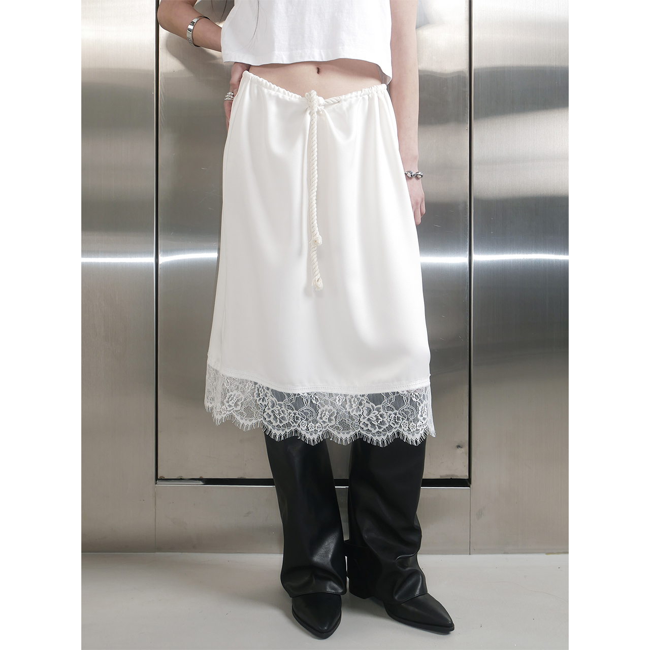 스틸레써디 로프 레이스 스커트 아이보(Still Lethardy Rope Lace Skirt Ivory) - 3