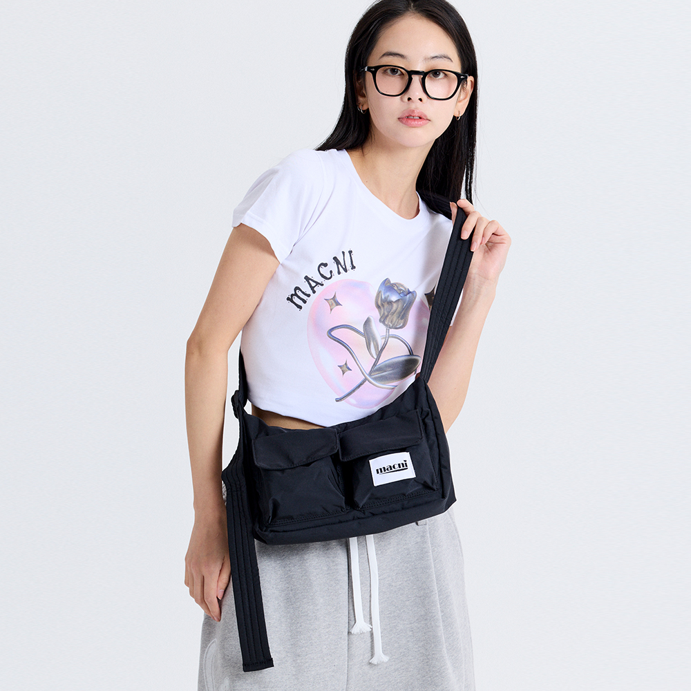 마크니 투 포켓 크로스백 블랙(MACNI Two Pocket Cross Bag Black) - 2