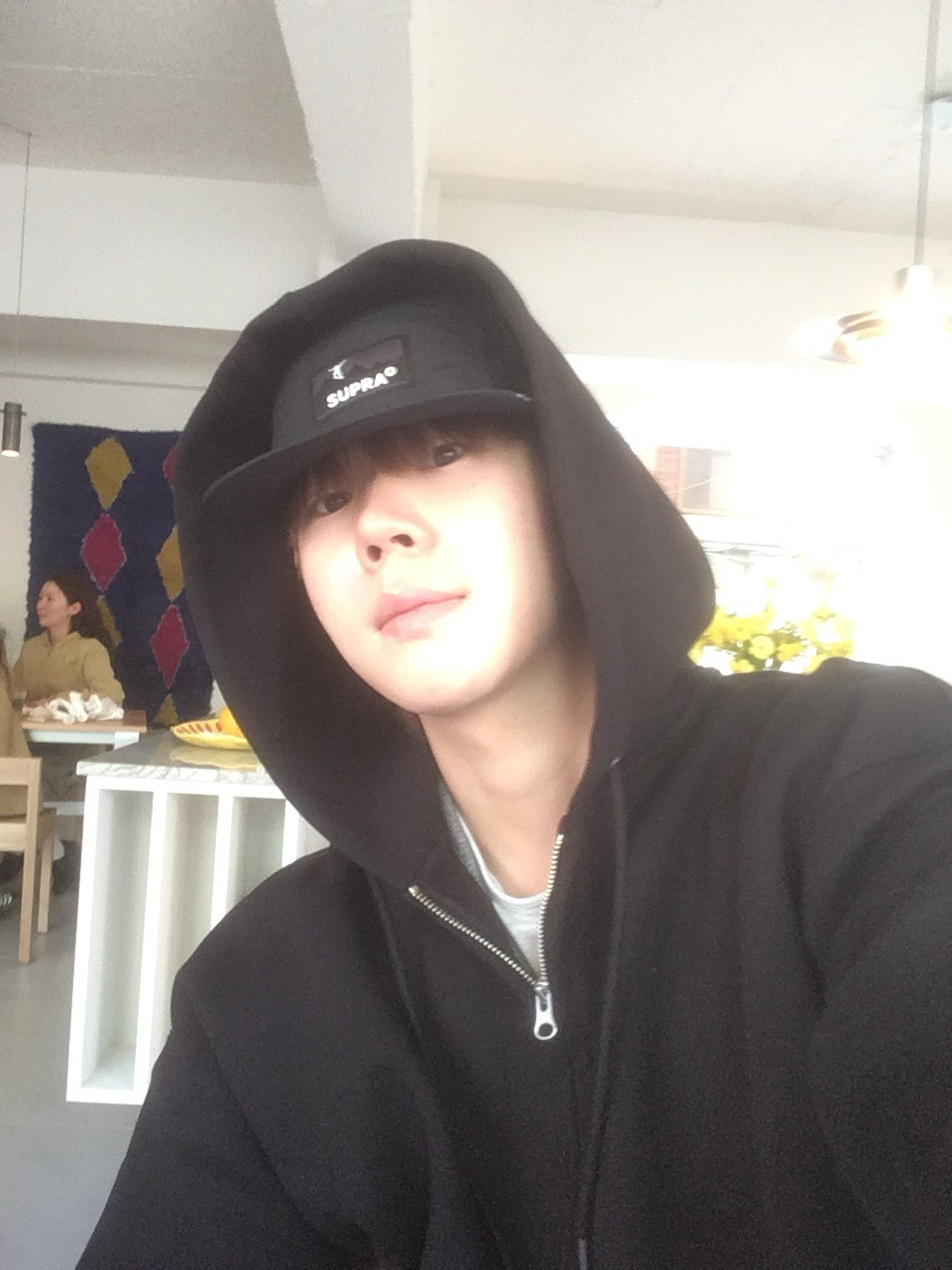 Nonnod Scuba Zip Hoodie Black, Nonnod Scuba Pajama Pants Black 착용 스타일 - 3