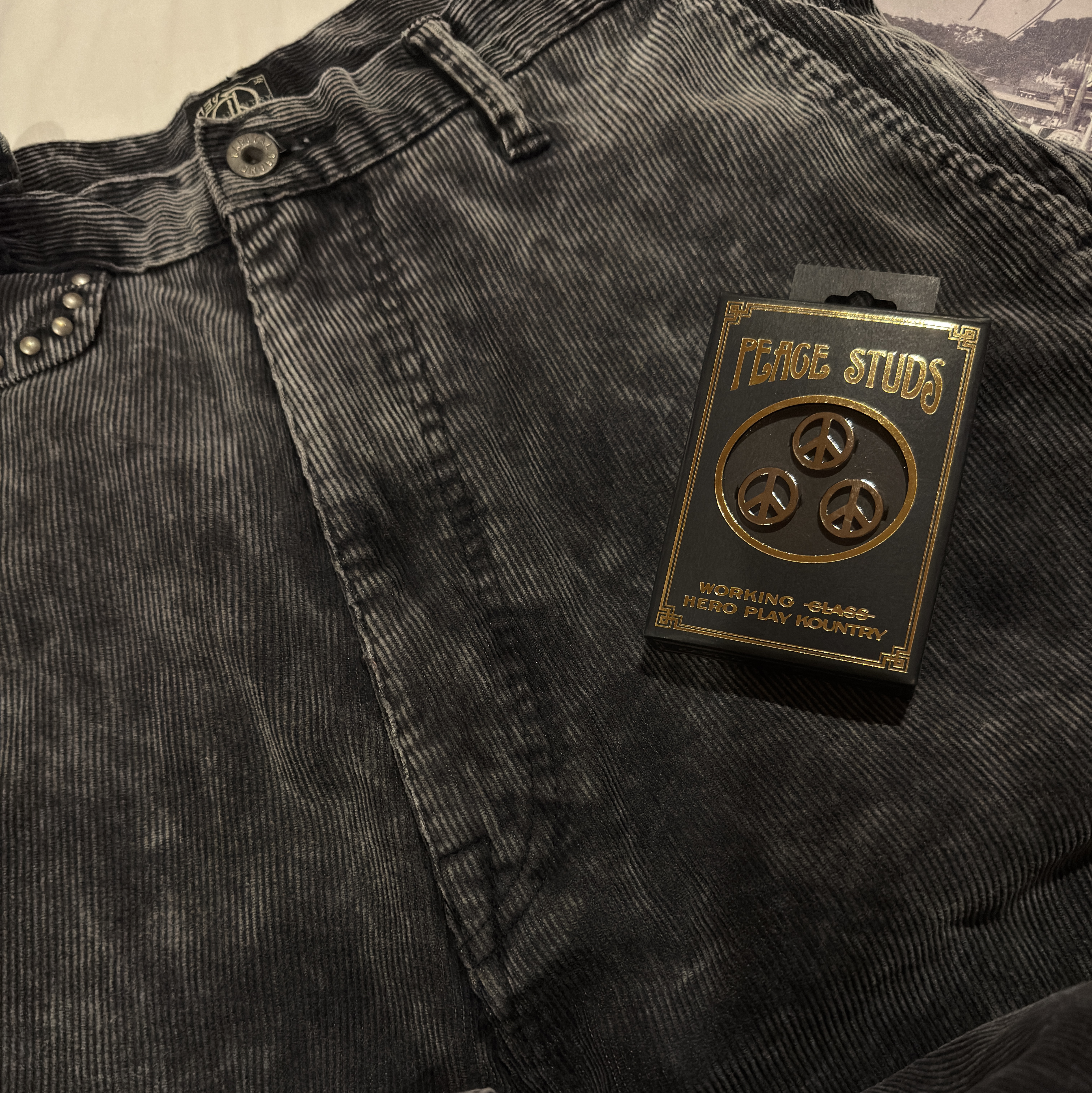 Kapital Chino Ad Racing Drizzler Jacket Black, Kapital Ashland Stripe & Bone Fleece Zip Blouson Purple 착용 스타일 - 4