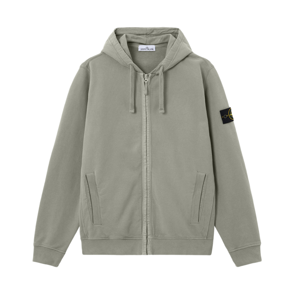 K2S1561000-67S0A20-V006B Stone Island 6100067 Brushed Organic Cotton Fleece Regular Fit Hooded Zip Up Sweatshirt with Pockets Cement - 25FW
