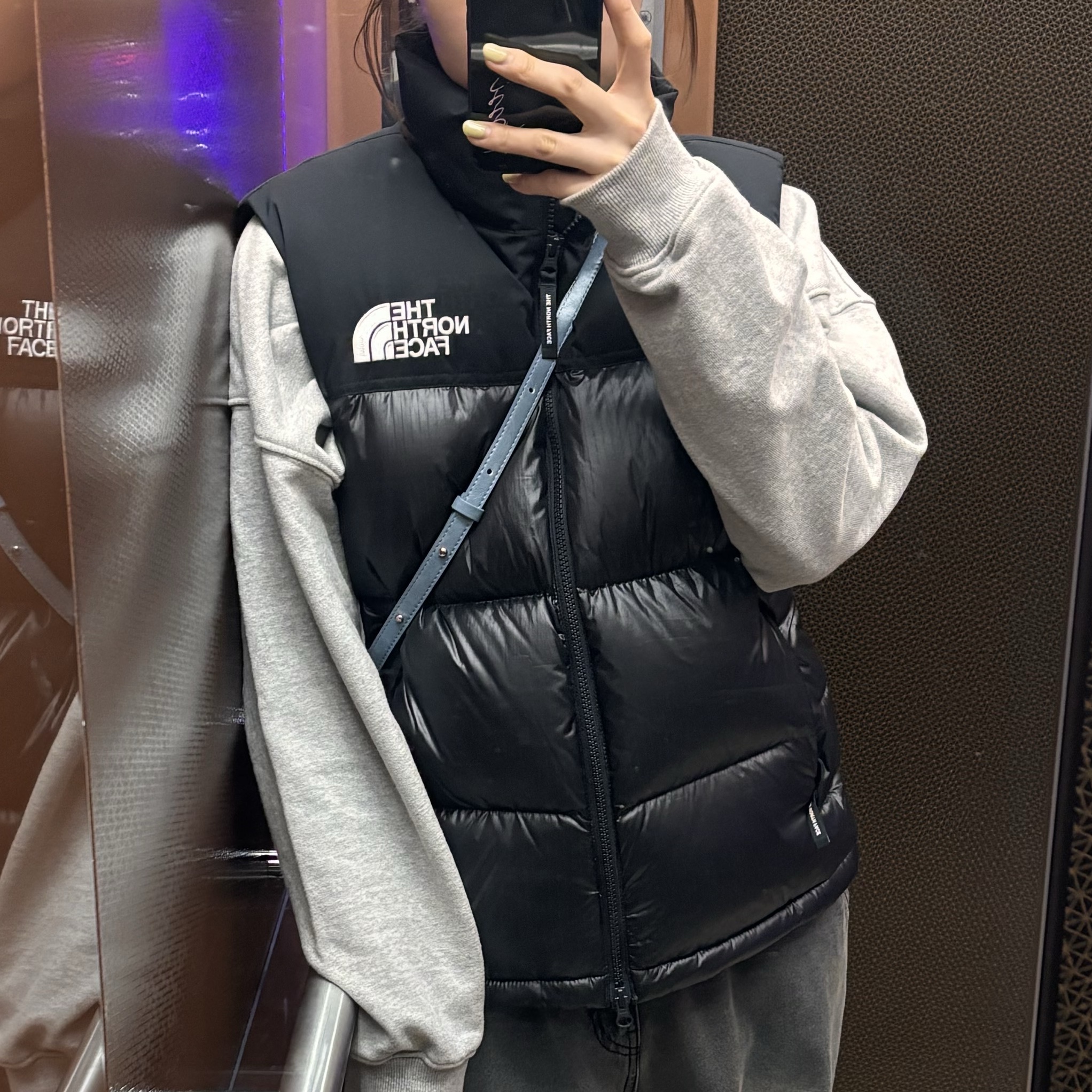 The North Face White Label Novelty Nuptse Down Vest Black 착용 스타일