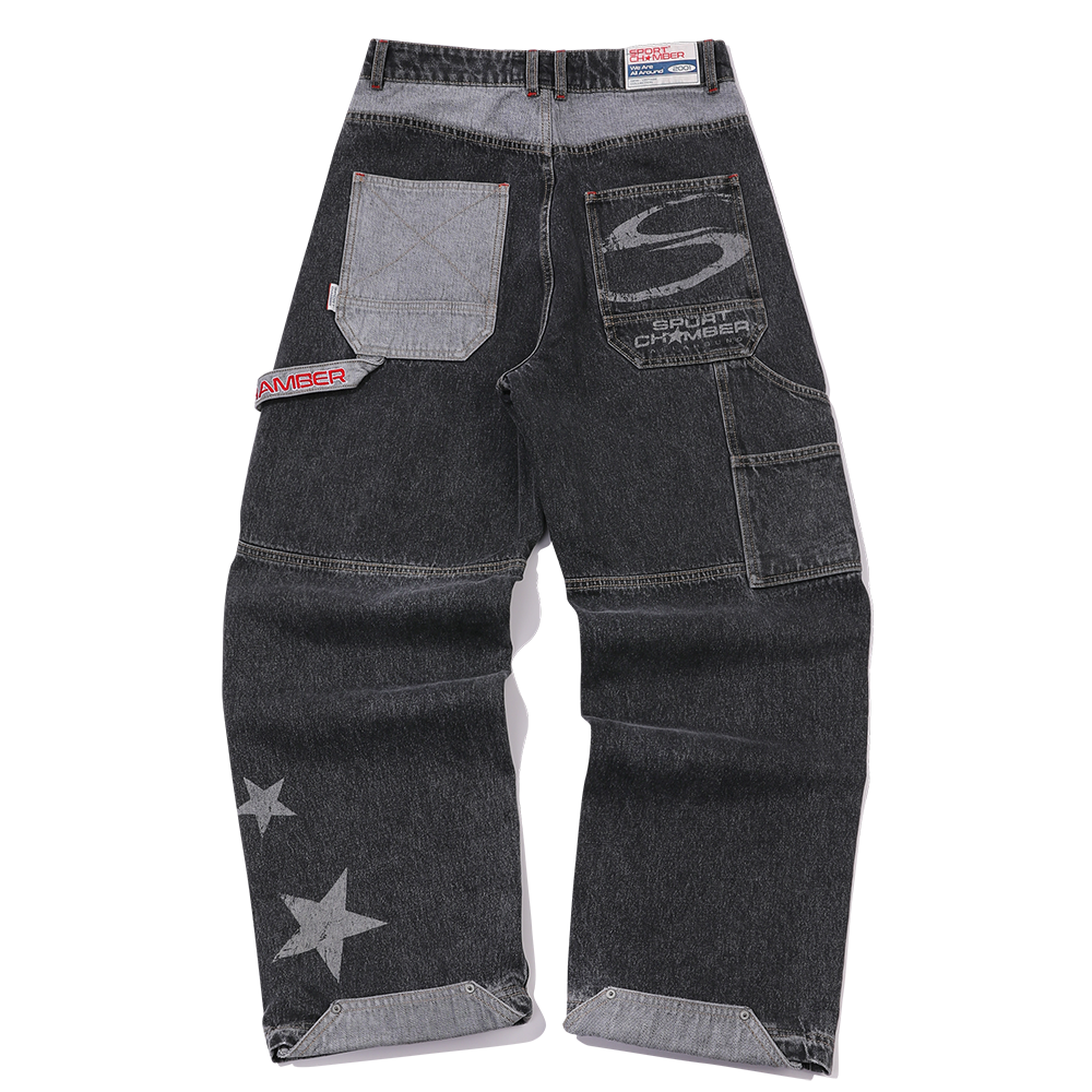 [트리플적립] 스포츠챔버 SC 스타 카펜터 데님 팬츠 블랙([트리플적립] SPORT CHAMBER SC Star Carpenter Denim Pants BLACK)