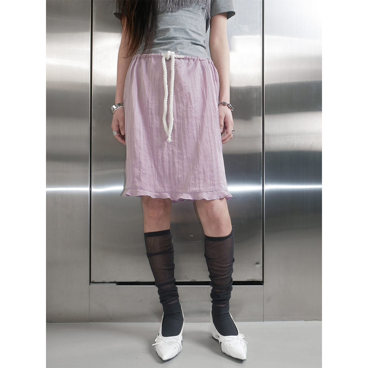 스틸레써디 로프 크링클 스커트 라벤더(Still Lethardy Rope Crinkle Skirt Lavender) - 3