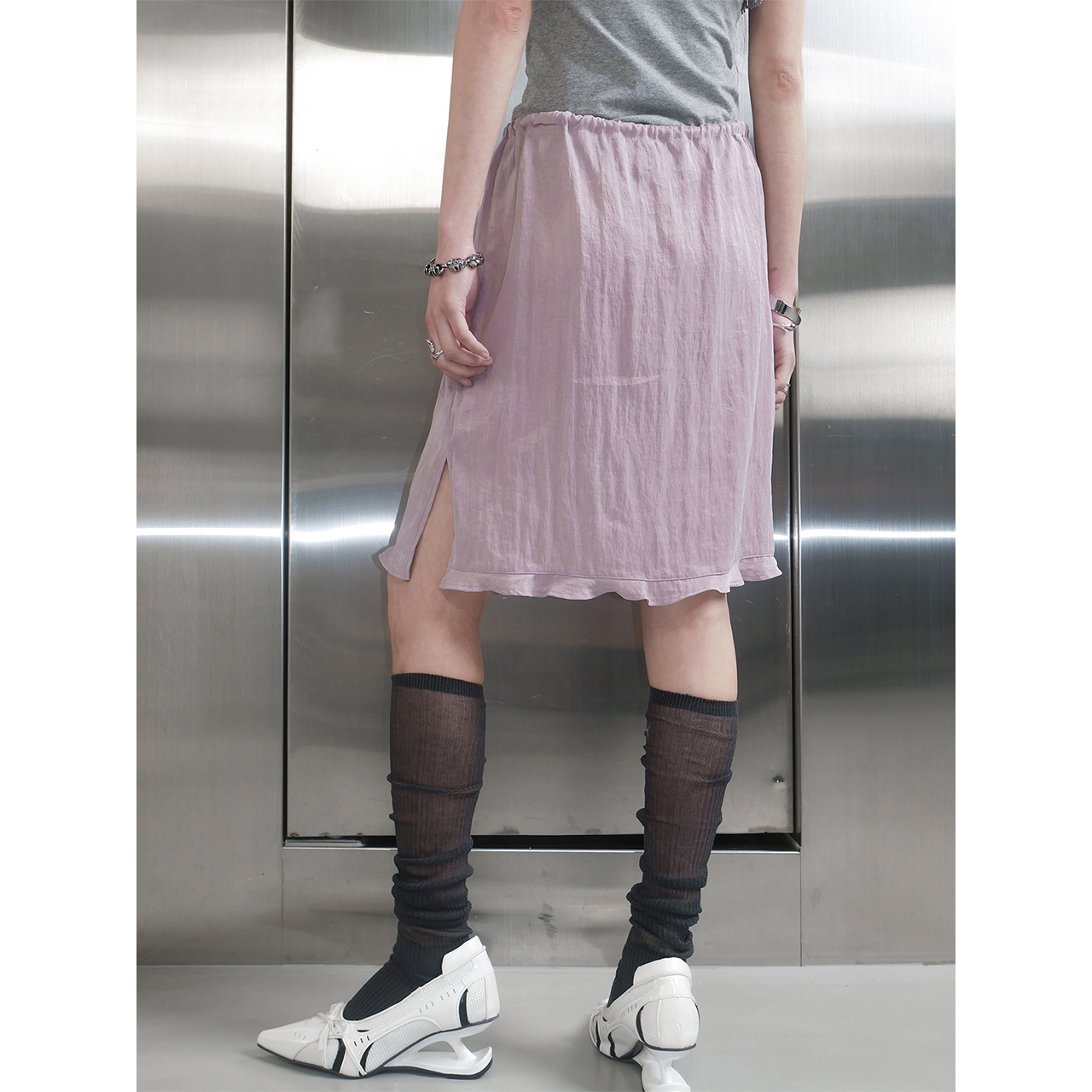 스틸레써디 로프 크링클 스커트 라벤더(Still Lethardy Rope Crinkle Skirt Lavender) - 4