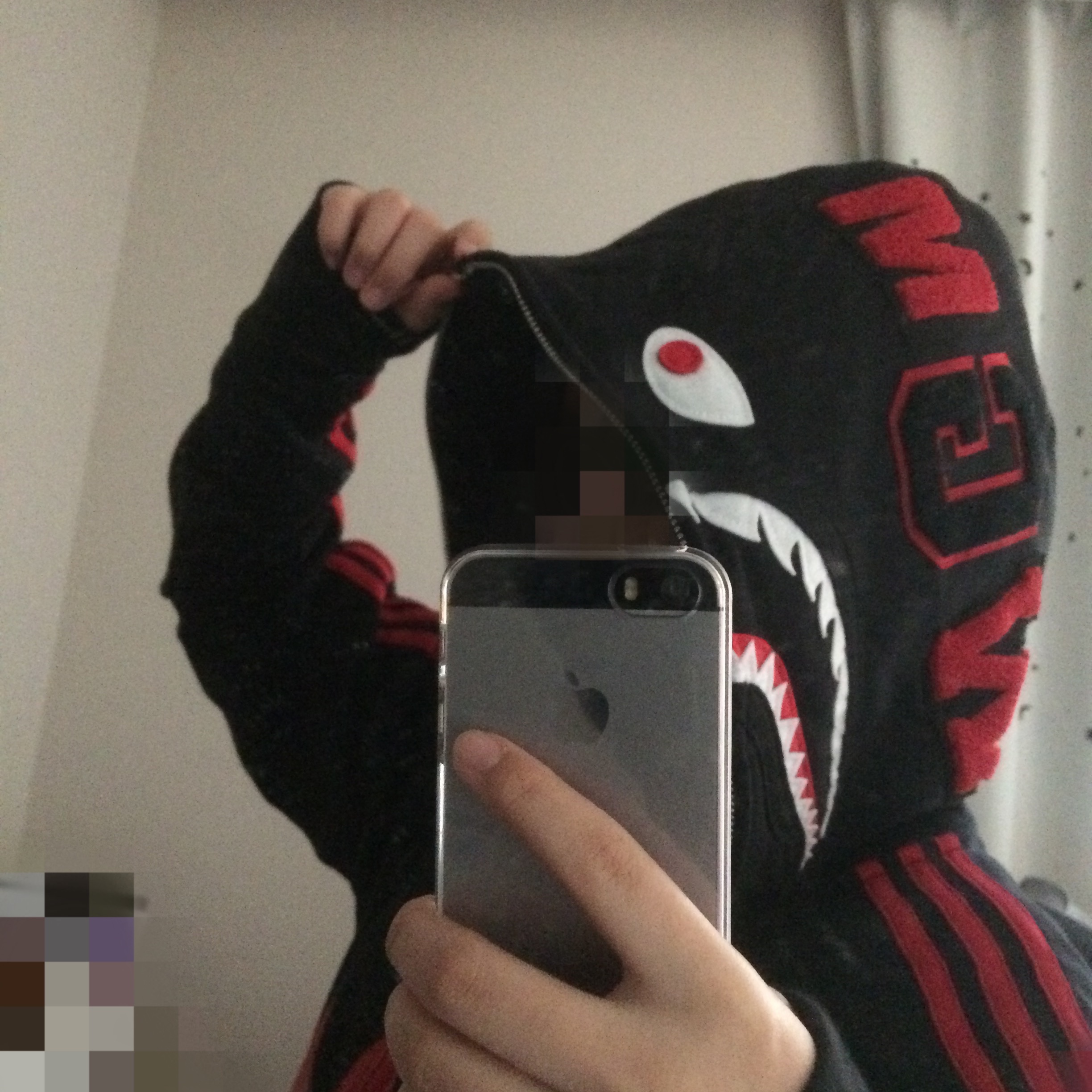 Adidas x BAPE Ultimate Shark Hoodie Black - KR Sizing 착용 스타일