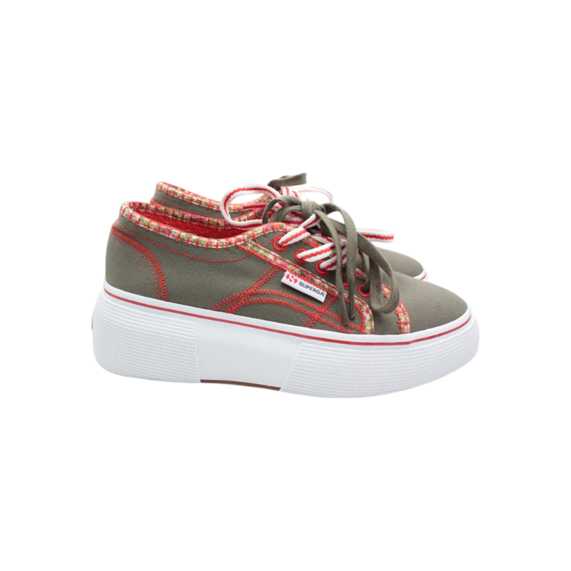 ITDMHGJL5QTO Max Mara Max & Co. x Superga Olive Green Canvas Sneakers 38