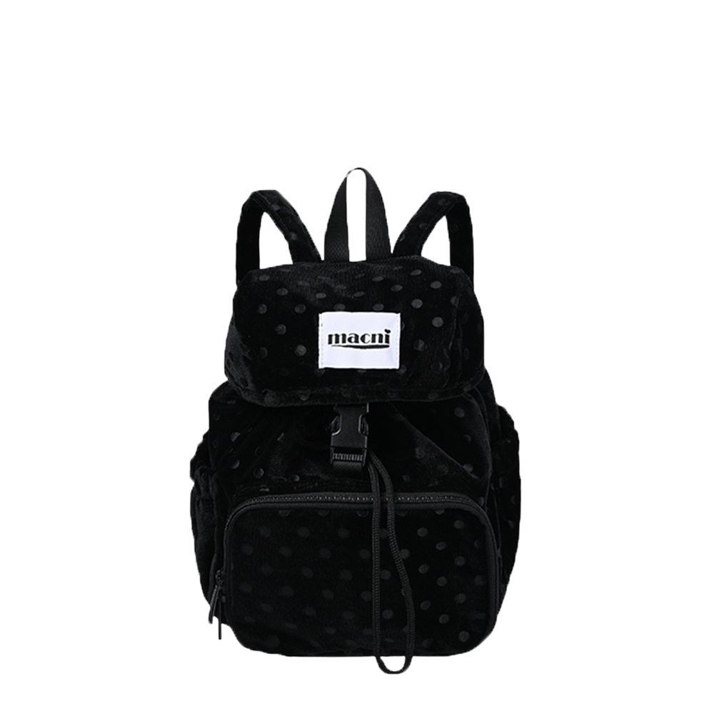 마크니 도트 벨벳 미니 백팩 블랙(MACNI Dot Velvet Mini Backpack Black) - 1
