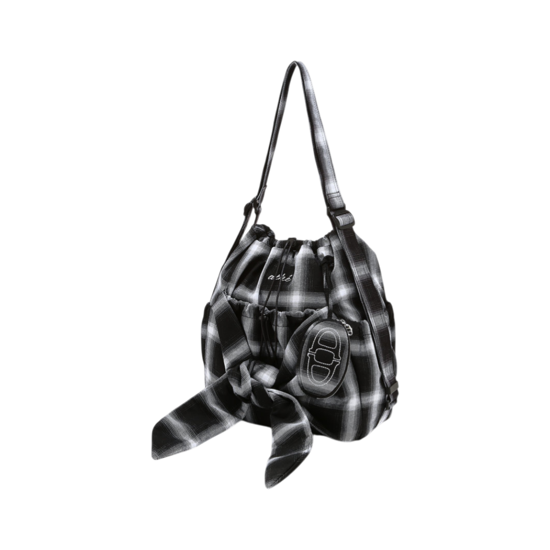 AABA6E915BK Athe Vanessabruno Acc Ruban Black Check Ribbon Backpack & Shoulder Bag S Black