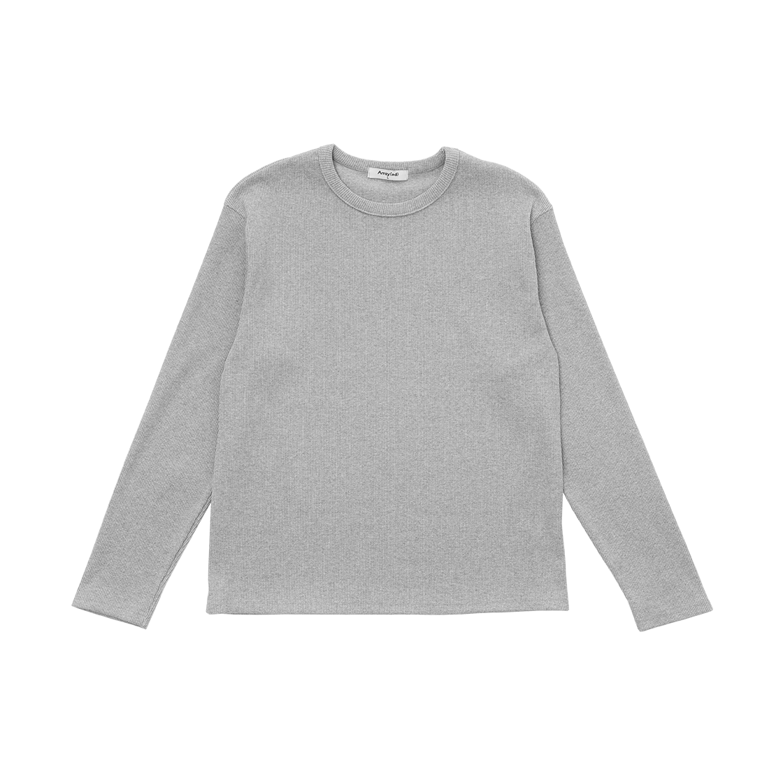 어레이드 리브드 롱슬리브 크롭 티셔츠 그레이(Arrayed Ribbed Long-Sleeve Crop T-Shirt Gray)