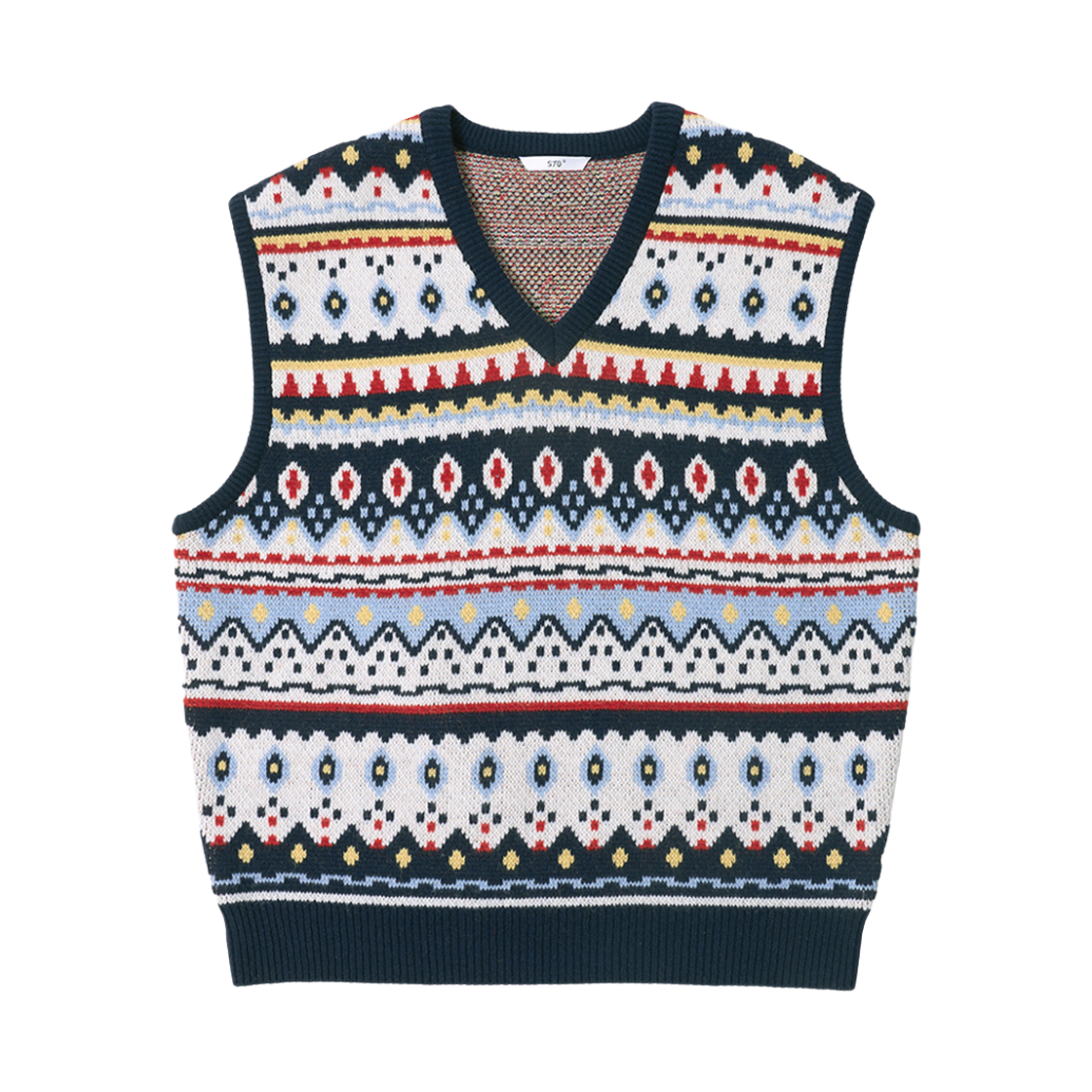 2601MKNNV3 [더블적립]STU Jacquard Sweater Vest In Navy