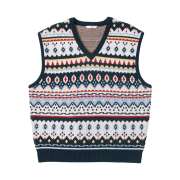 STU Jacquard Sweater Vest In Navy