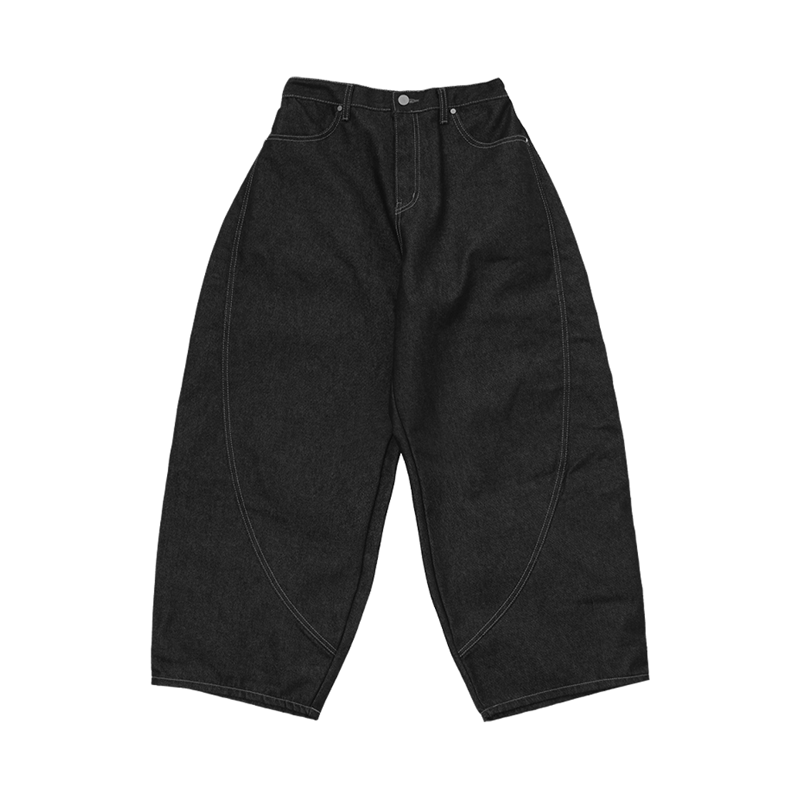 어레이드 커브드 섹션 벌룬 데님 팬츠 블랙(Arrayed Curved Section Balloon Denim pants Black)