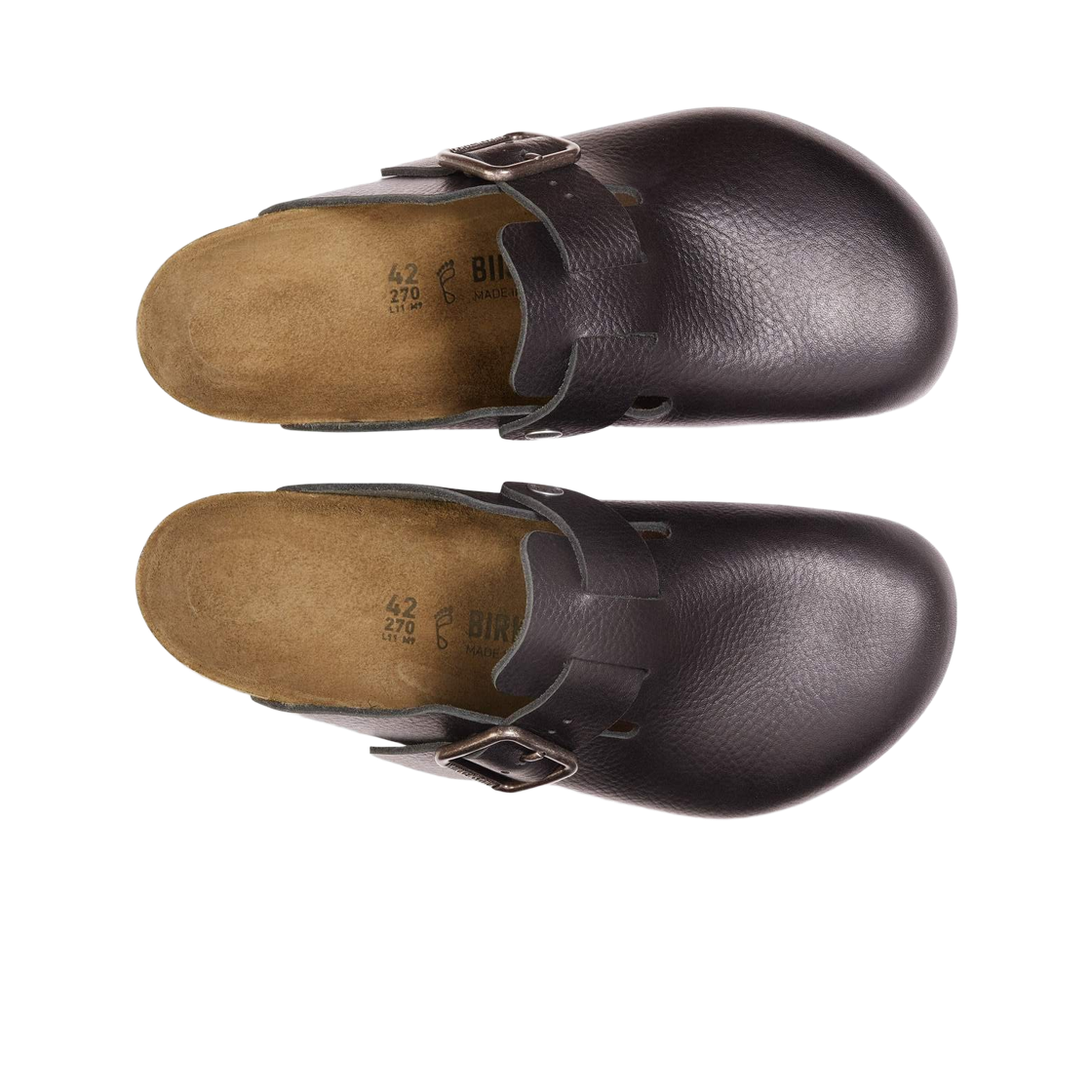 버켄스탁 보스턴 WB 내츄럴 레더 빈티지 우드 블랙 - 레귤러(Birkenstock Boston WB Natural Leather Vintage Wood Black - Regular) - 2