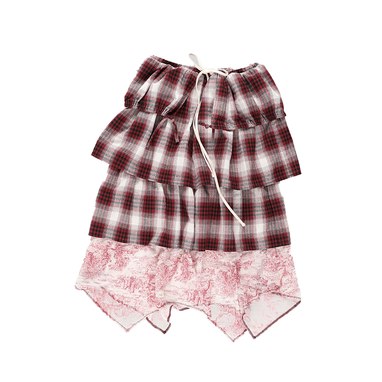 SL26SSSK01RE Still Lethardy Check Tiered Skirt Red