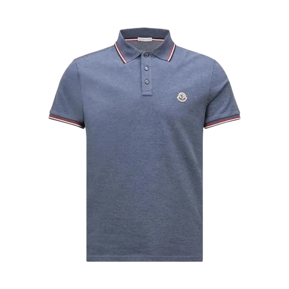 L1-091-8A70300-84556-794 Moncler Tricolour Trimmed Cotton Piquet Polo Shirt Blue - 26SS