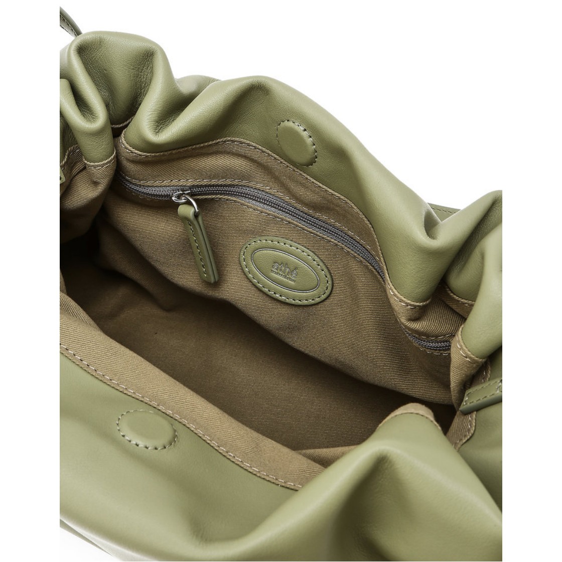 아떼 바네사브루노 액세사리 무스 올리브 레더 복조리 숄더백 M 라이트 그린(Athe Vanessabruno Acc Mousse Olive Leather Drawstring Shoulder Bag M Light Green) - 2