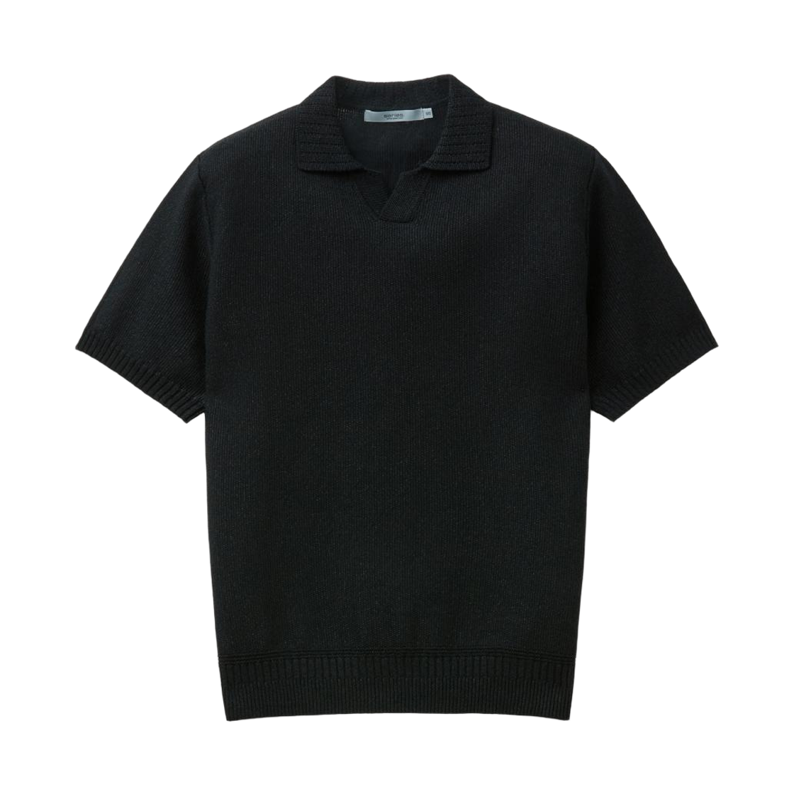 시리즈 텍스처 니트 반팔 오픈 카라 블랙(SERIES Texture Knit Short Sleeve Open Collar Black) - 1
