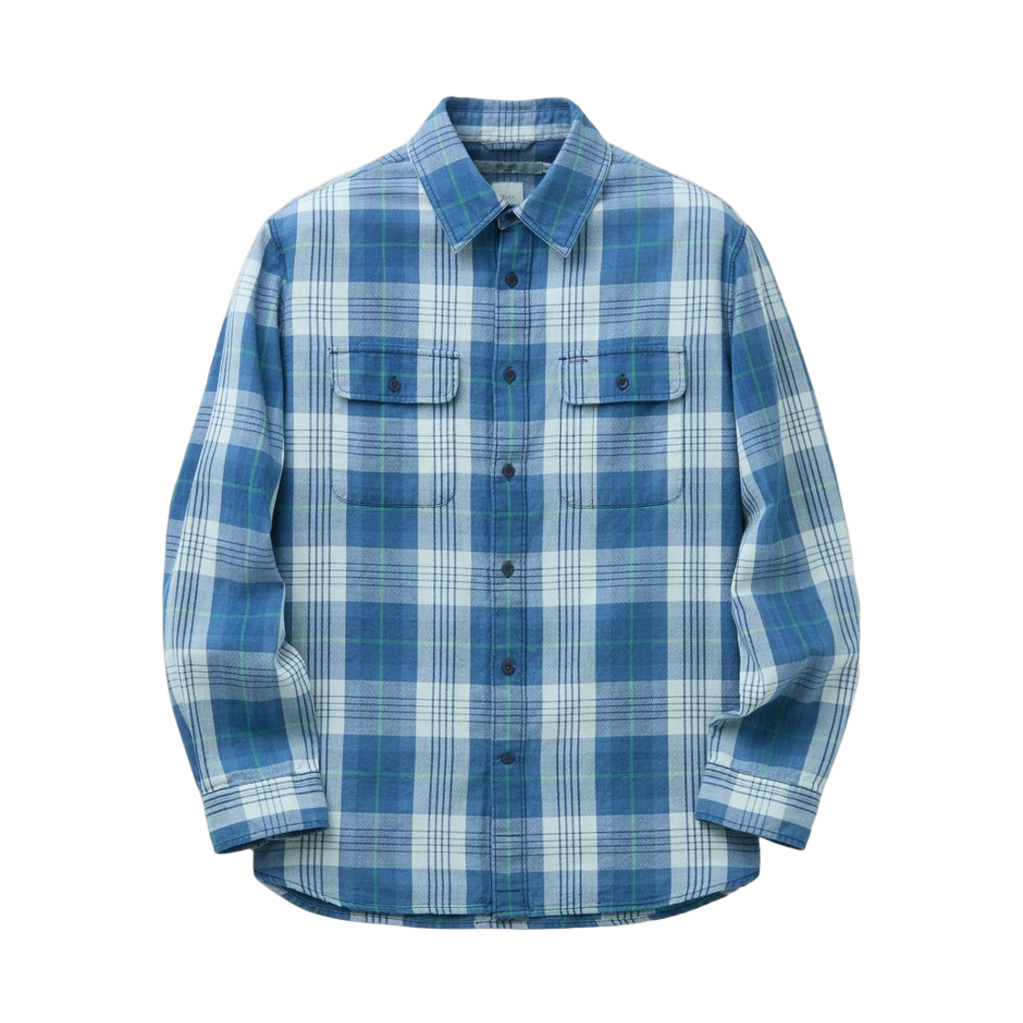 SASFM26421INX SERIES Two-Pocket Indigo Washed Check Shirt Indigo