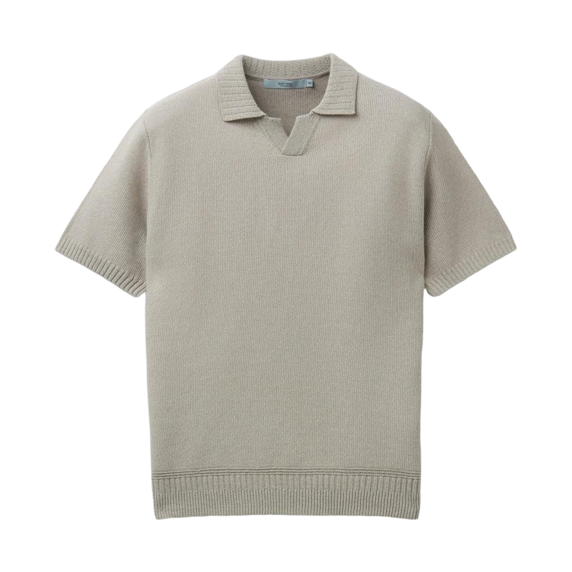 시리즈 텍스처 니트 반팔 오픈 카라 베이지(SERIES Texture Knit Short Sleeve Open Collar Beige) - 1