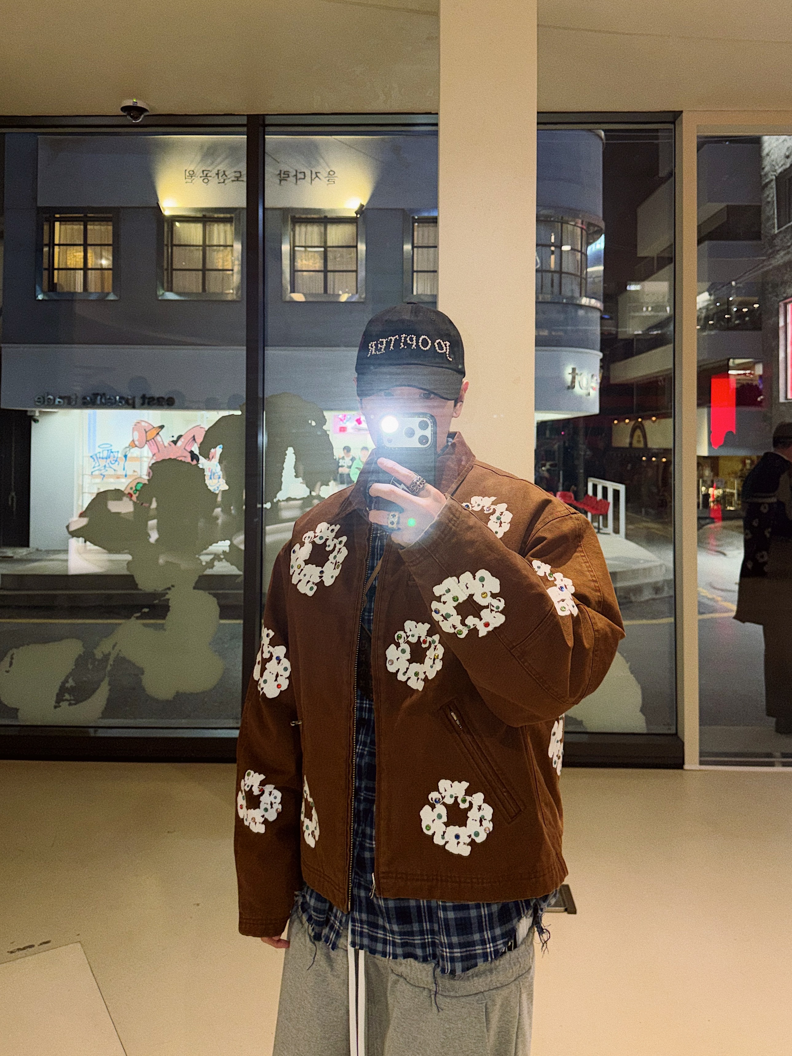 Nonnod Flexible String Check Shirts Classic Blue, Denim Tears The Cotton Wreath Sweatshirt Pink 착용 스타일 - 9