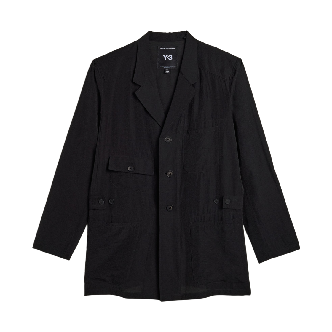 KQ9701 Y-3 Crinkle Viscose Chore Coat Black