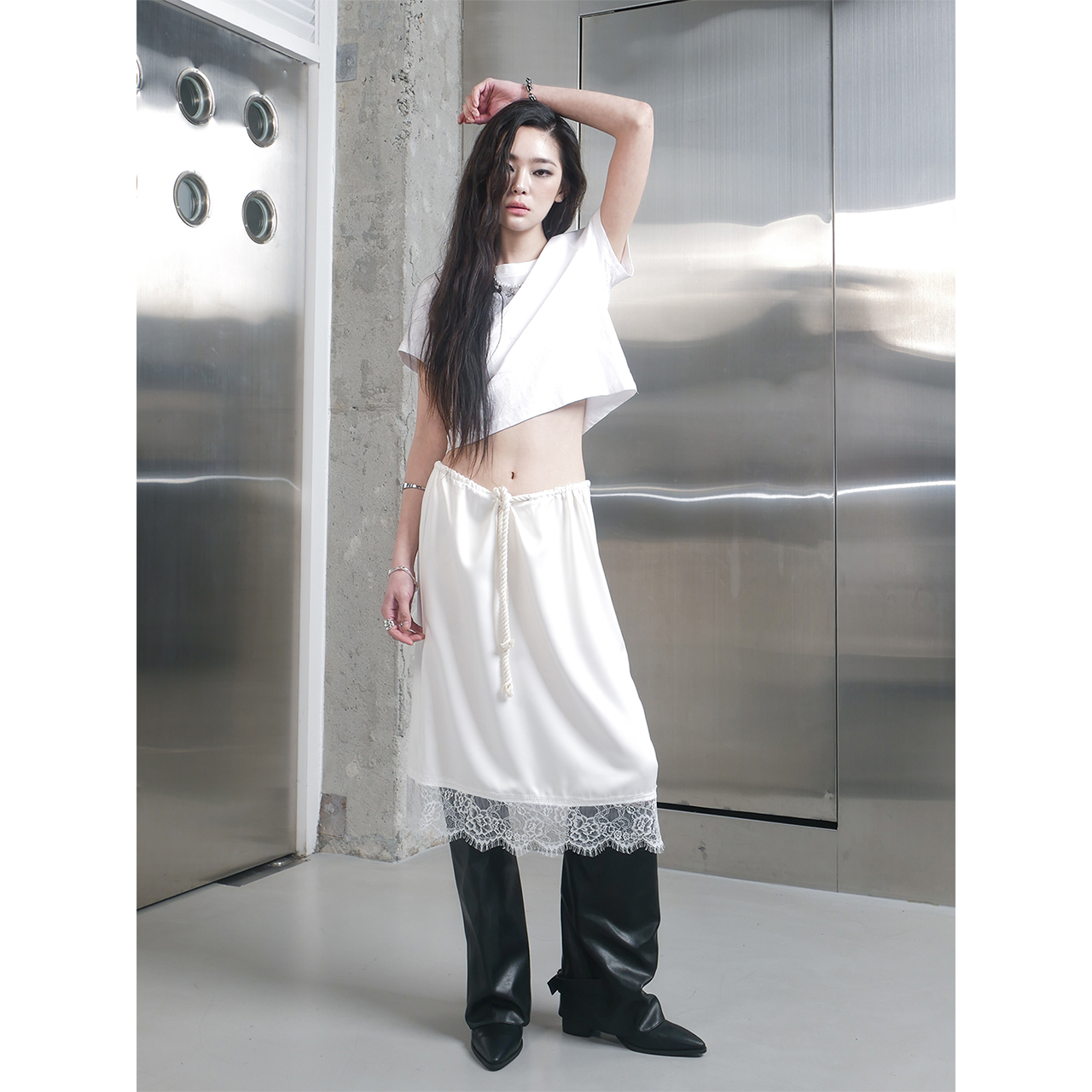 스틸레써디 로프 레이스 스커트 아이보(Still Lethardy Rope Lace Skirt Ivory) - 5