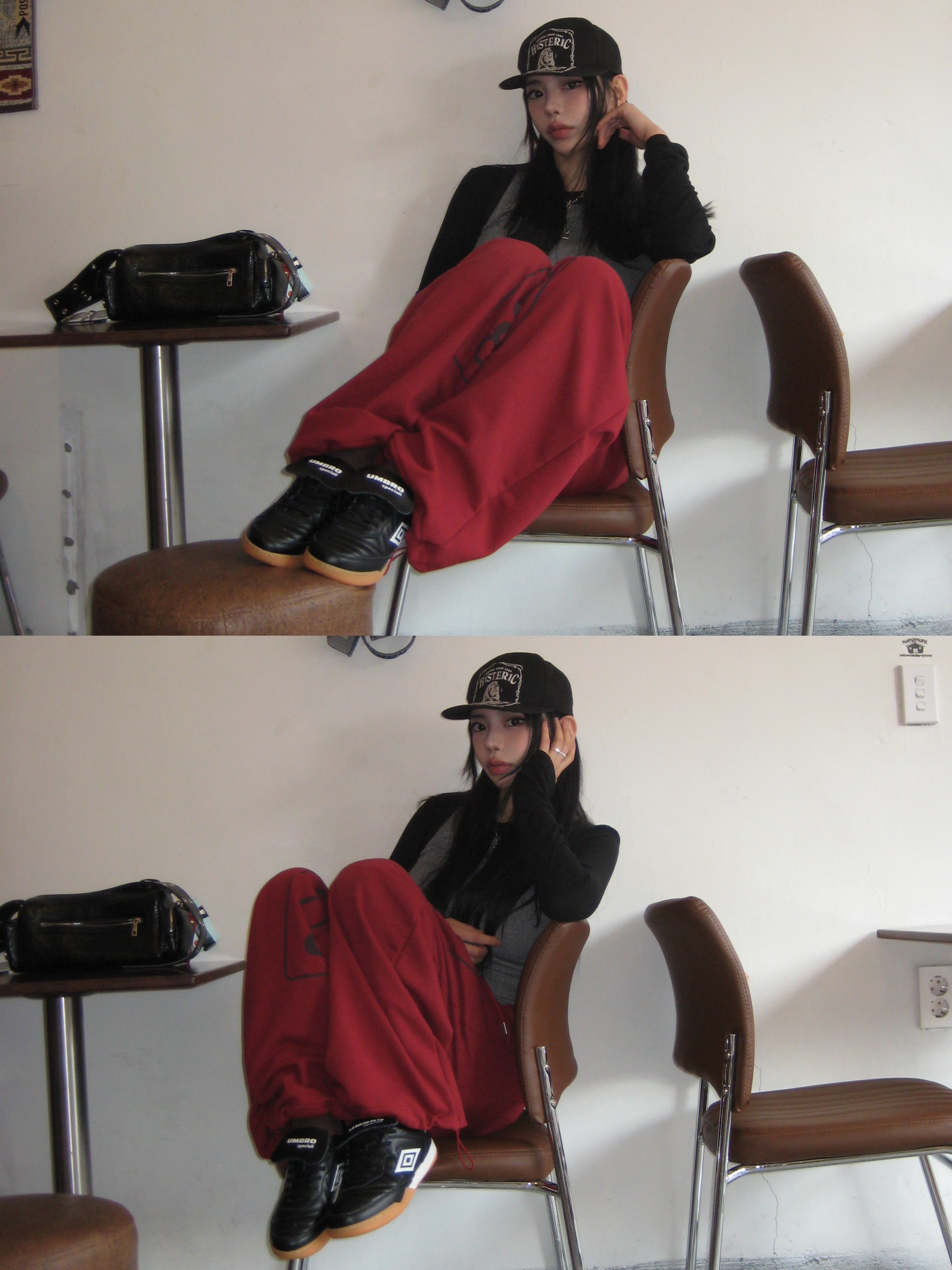 Hysteric Glamour HYS Whisky Embroidery Cap Black 착용 스타일 - 2