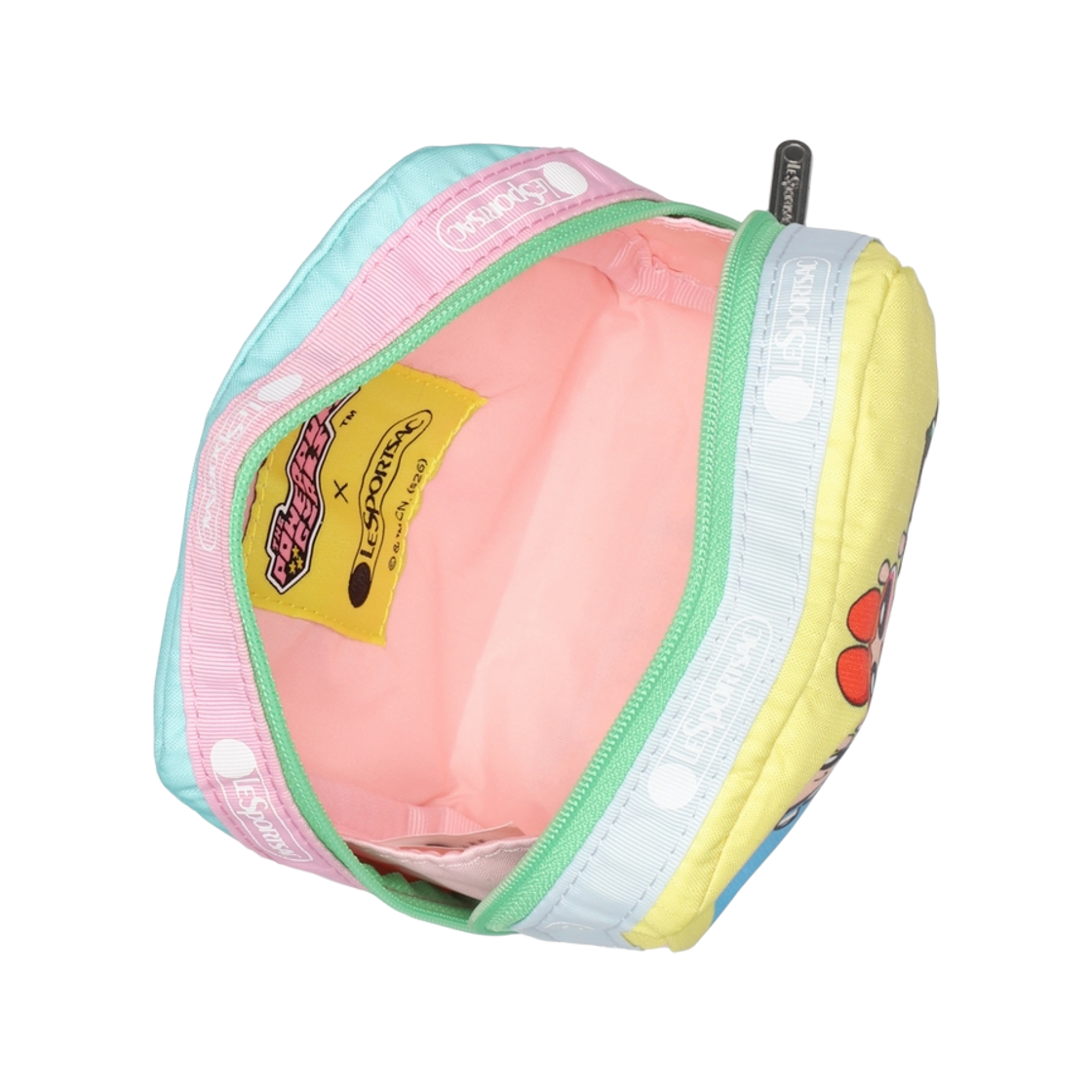 레스포색 파워퍼프걸 옐로우/민트 스퀘어 코스메틱 파우치(Lesportsac PPG Yellow/Mint Square Cosmetic) - 5