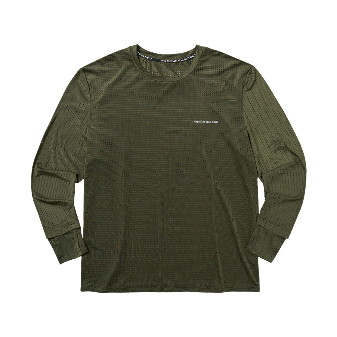 네거티브 스플릿 클럽 에어벤트 솔리드 핑거 워치홀 롱슬리브 카키(negative split club Air Vent Solid Finger Watchhole Long Sleeve Khaki)
