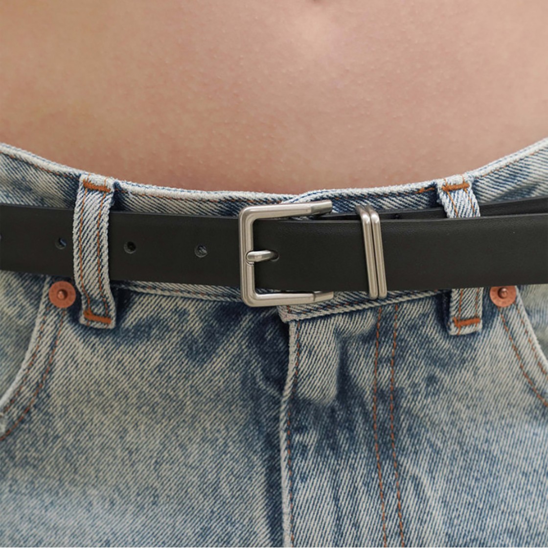 아떼 바네사브루노 액세사리 블랙 베지터블 레더 버클 벨트 블랙(Athe Vanessabruno Acc Black Vegetable Leather Buckle Belt Black) - 2