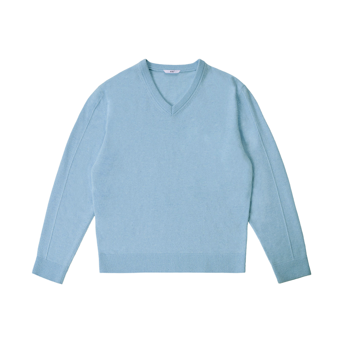 에스티유 핀 턱 브이넥 니트 인 스카이블루(STU Pin Tuck V-Neck Knit In Sky Blue)
