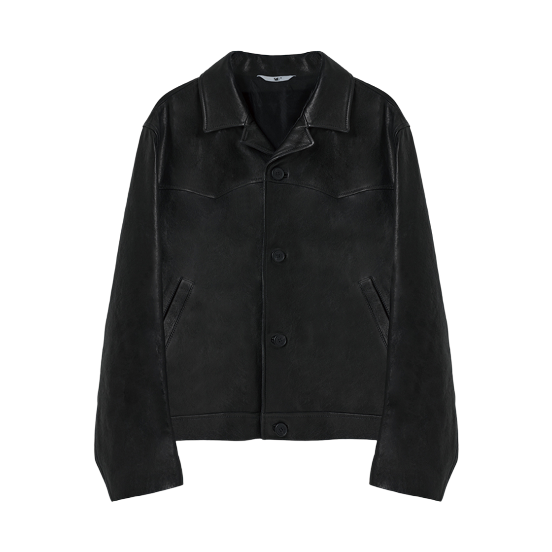 에스티유 램스킨 버튼 레더 자켓 인 블랙(STU Lambskin Button Leather Jacket In Black)