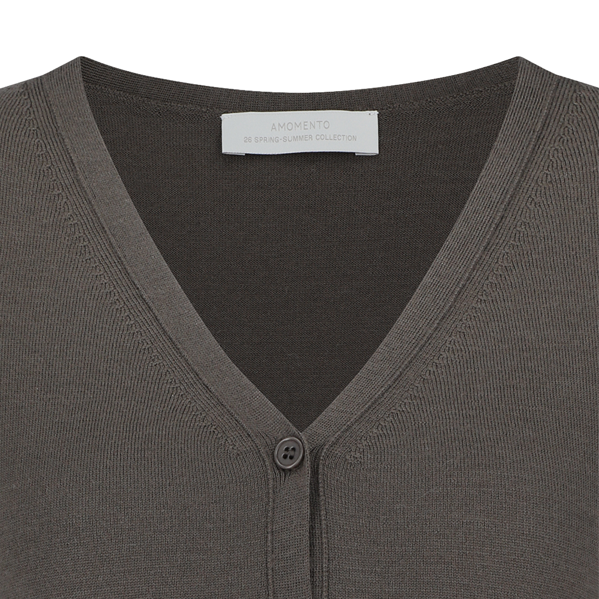 아모멘토 우먼 울 브이넥 크롭 가디건 브라운 - 26SS(Amomento Women Wool V-Neck Crop Cardigan Brown - 26SS) - 3