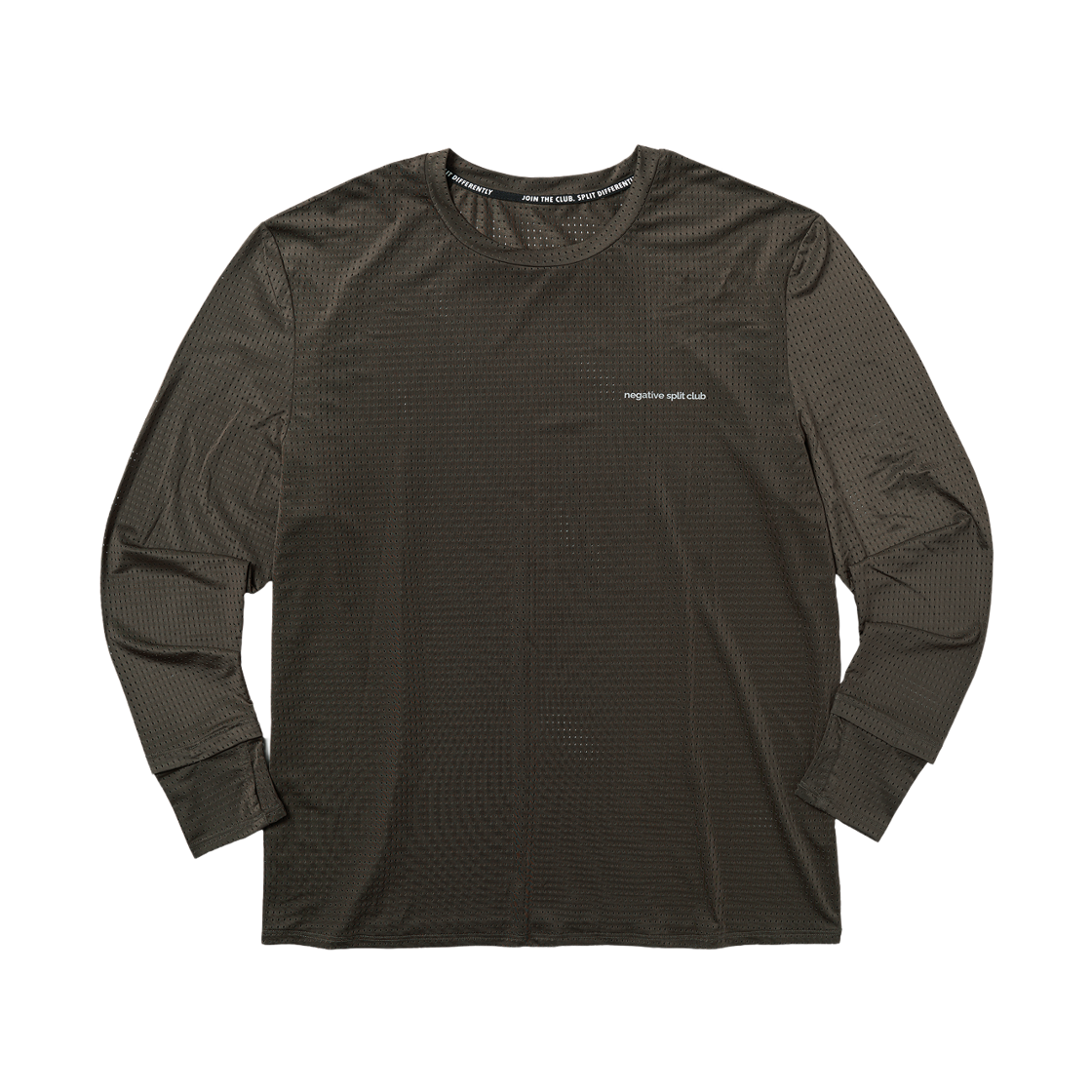 26SSTLT02BR negative split club Air Vent Solid Finger Watchhole Long Sleeve Brown