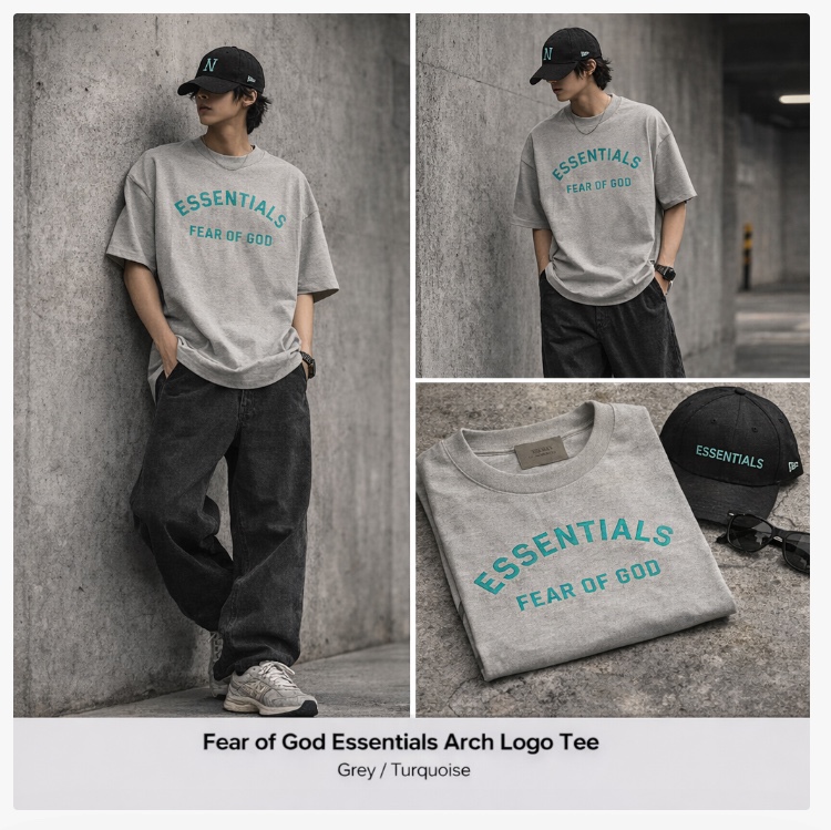 Essentials Heavy Jersey Crewneck T-Shirt Dark Heather Oatmeal - 24SS 착용 스타일
