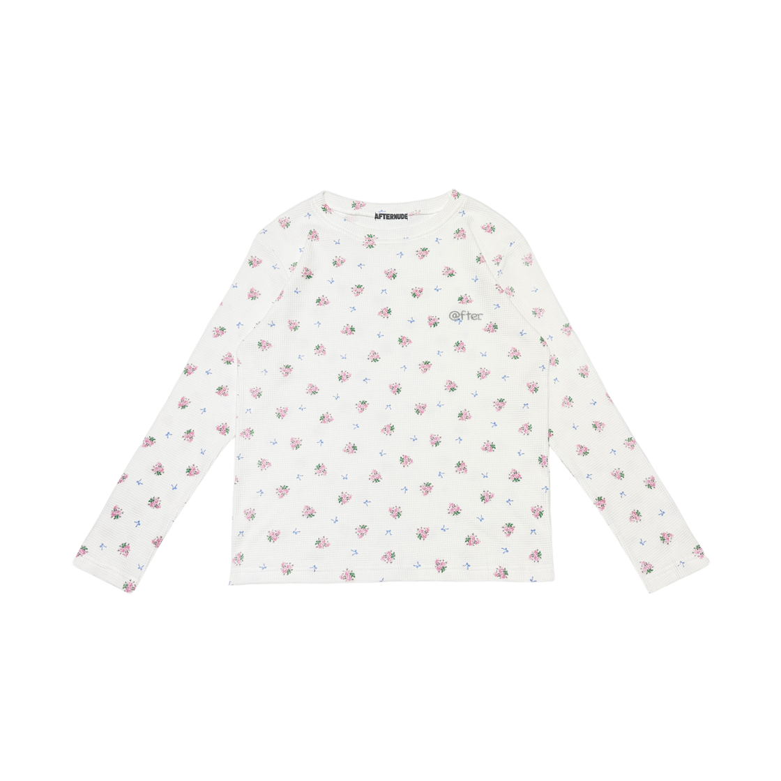 애프터누드 미니 플로럴 와플 롱 슬리브 아이보리(Afternude Mini Floral Waffle Long Sleeve Ivory)