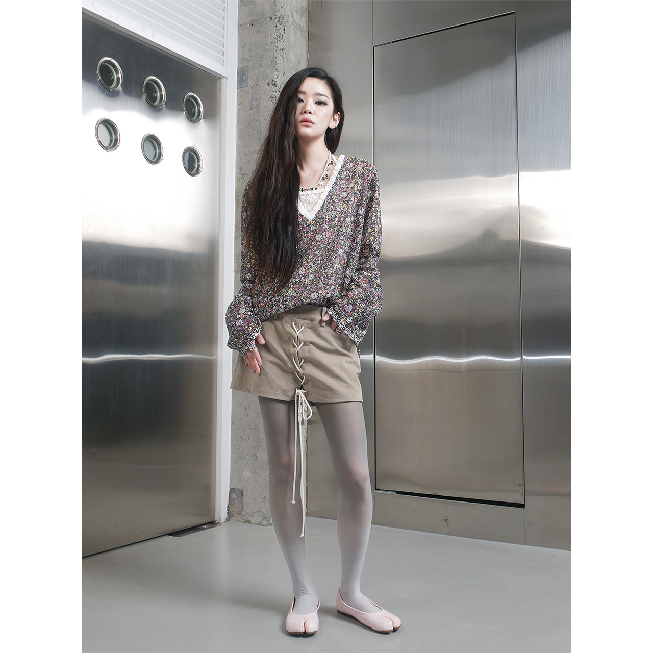 스틸레써디 레이스업 미니 스코트 베이지(Still Lethardy Lace-up Mini Skort Beige) - 3