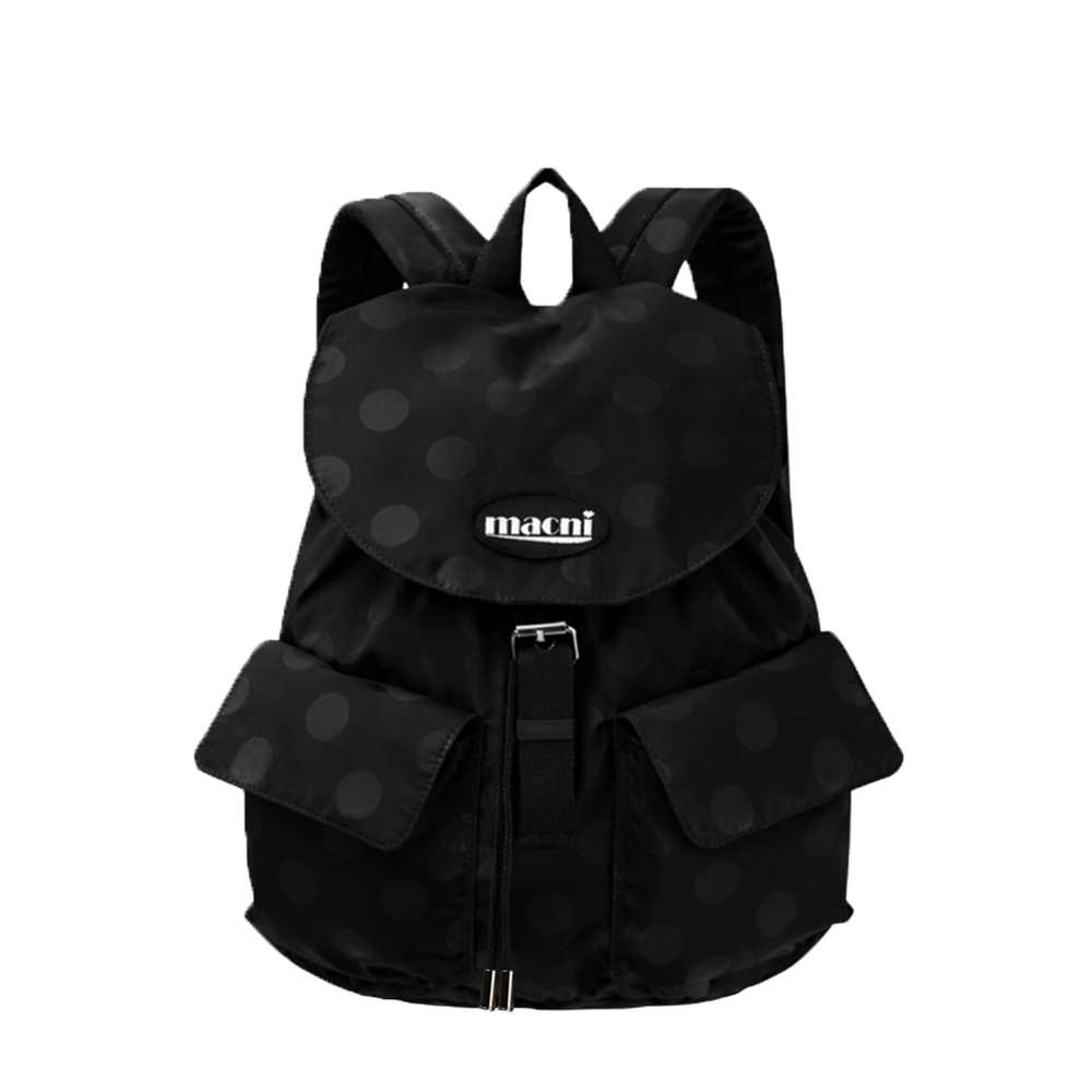마크니 폴카 도트 플랩 백팩 블랙(MACNI Polka Dot Flap Backpack Black)
