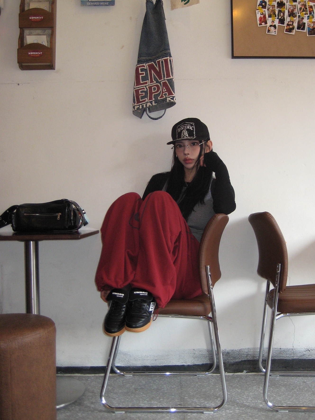 Hysteric Glamour HYS Whisky Embroidery Cap Black 착용 스타일 - 1