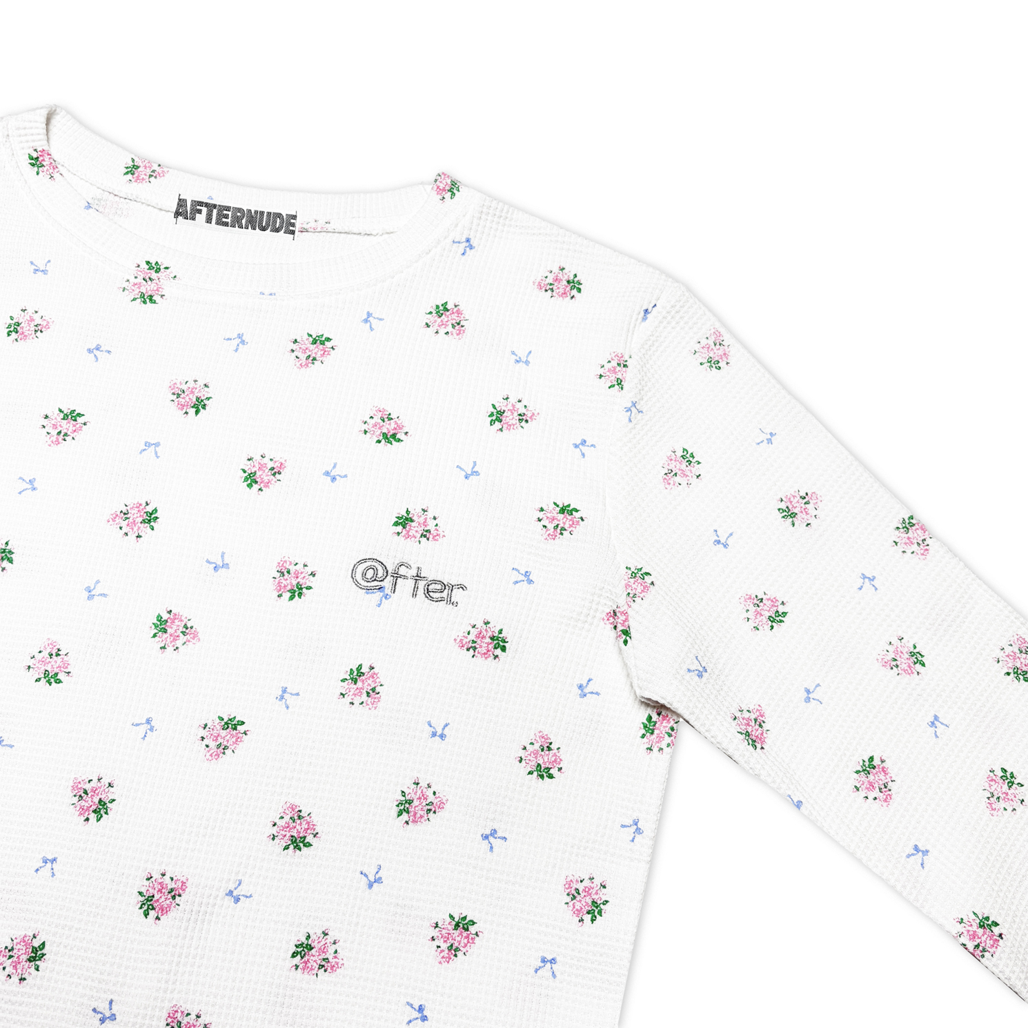 애프터누드 미니 플로럴 와플 롱 슬리브 아이보리(Afternude Mini Floral Waffle Long Sleeve Ivory) - 2