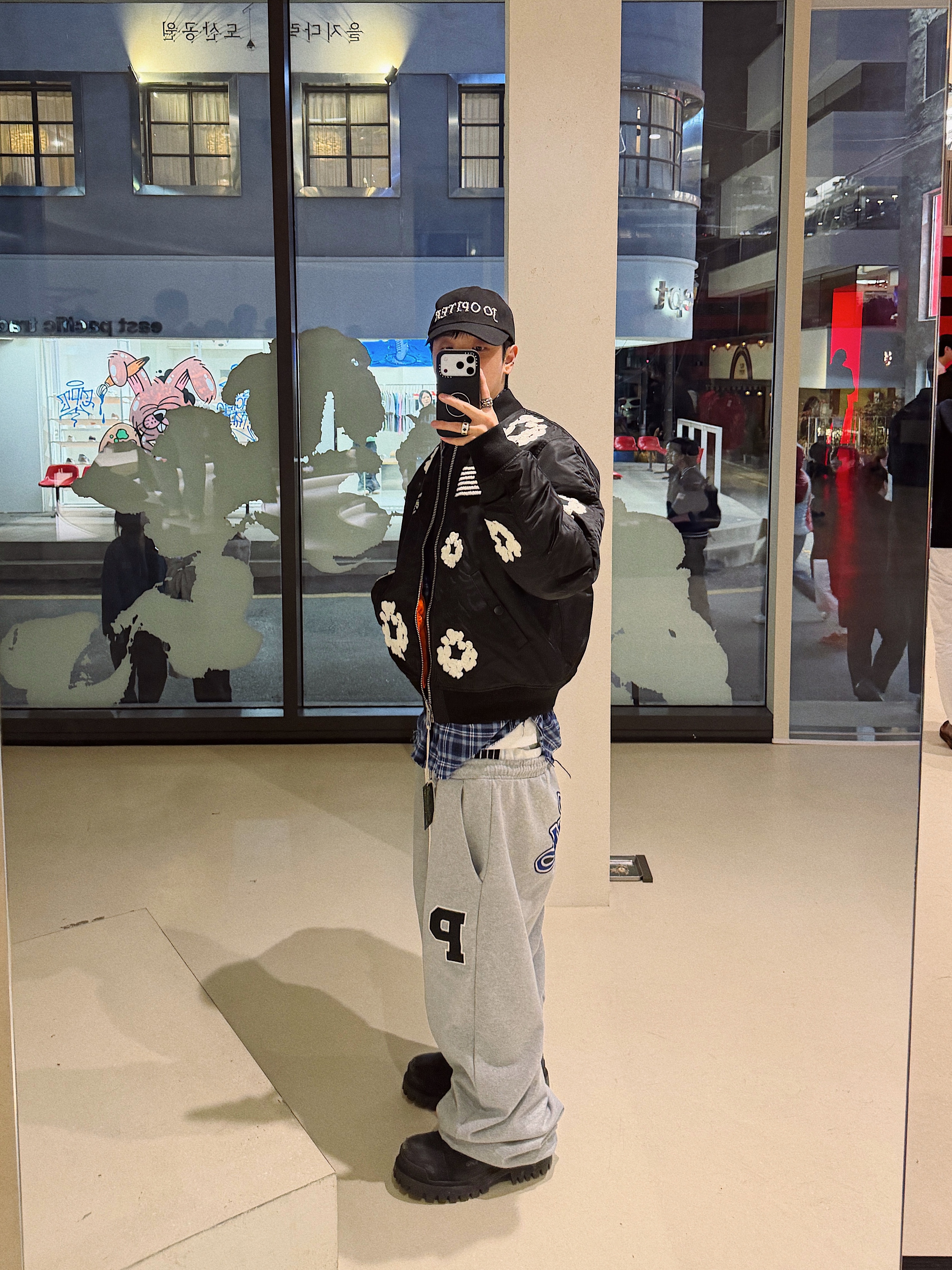 Nonnod Flexible String Check Shirts Classic Blue, Denim Tears The Cotton Wreath Sweatshirt Pink 착용 스타일 - 10