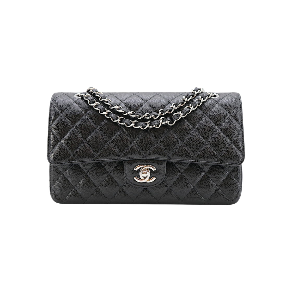 ITE66FQM9CDT Chanel Classic Medium Caviar Silver Hardware