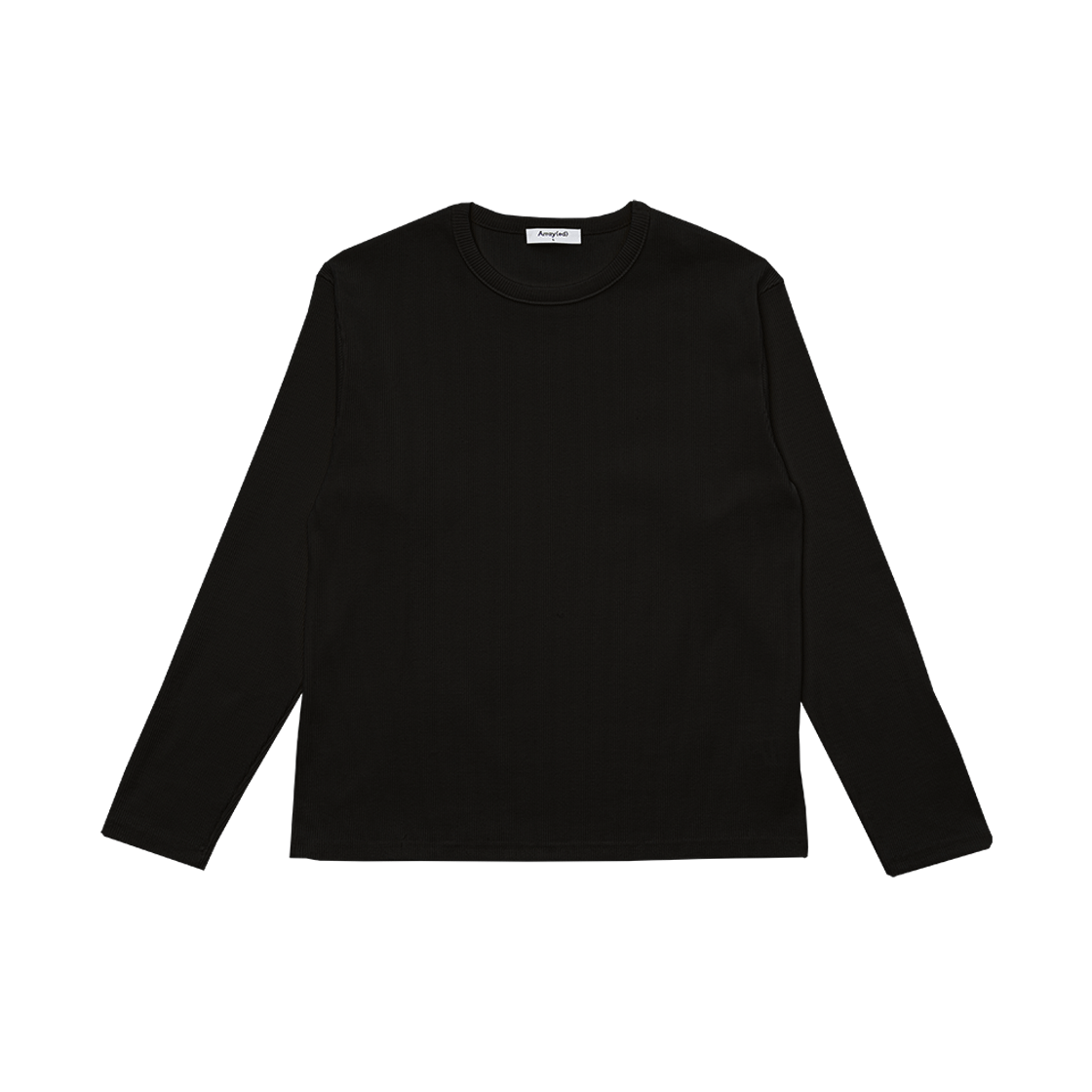 어레이드 리브드 롱슬리브 크롭 티셔츠 블랙(Arrayed Ribbed Long-Sleeve Crop T-Shirt Black)