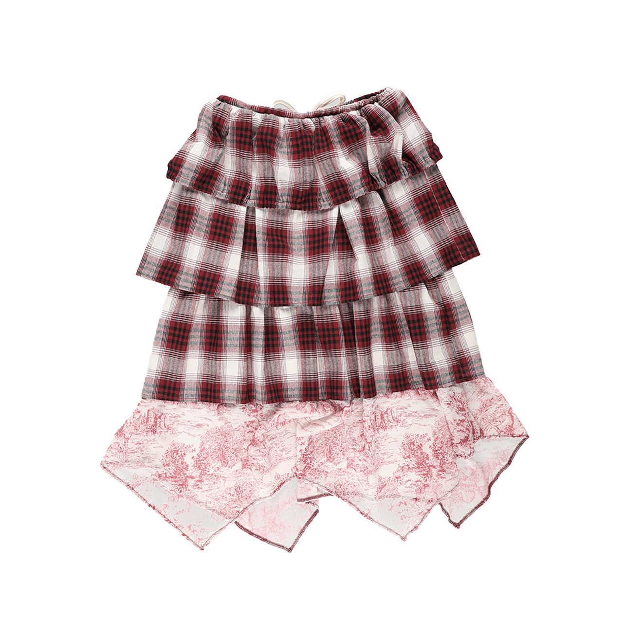 스틸레써디 체크 티어드 스커트 레드(Still Lethardy Check Tiered Skirt Red) - 2